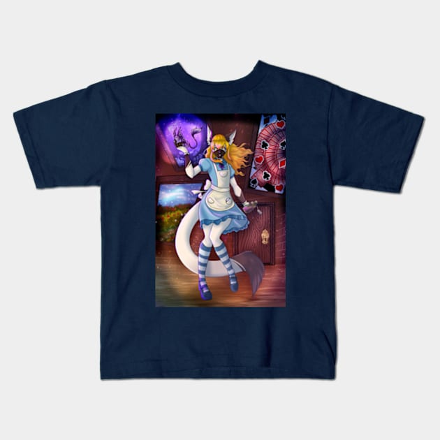 Alice - Down the rabbit hole Kids T-Shirt by KeishaMaKainn